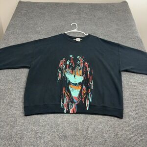 Omocat Sweatshirt‎ Mens 2XL Black Cotton Polyester Anime Girl Graphic Streetwear